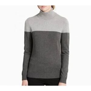 Calvin Klein Gray Colorblock Women's Sweater Size Small Turtleneck NWOT